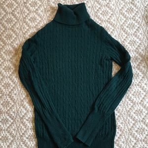 J. Crew Green Wool Cable Knit Sweater XS